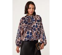 Blue Vanilla Metallic Stripe Puffball Blouse - S-M - Navy