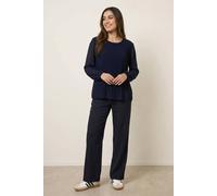 Blue Vanilla Women's Navy Long Sleeve Pleated Top | Size: S/M Blue Vanilla Navy S/M