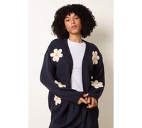 Blue Vanilla Women's Navy Daisy Large Flower Cardigan | Size: S/M Blue Vanilla Navy S/M