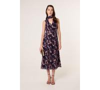 Blue Vanilla Luxe Tie V Neck Sleeveless Dress - UK 10 - Navy