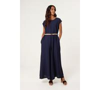 Blue Vanilla Women's Navy Plain Belted Jumpsuit Blue Vanilla Navy One Size