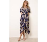 Blue Vanilla Women's Navy Shirred Waist Hanky Hem Dress | Size: S/M Blue Vanilla Navy S/M