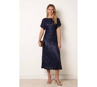 Blue Vanilla Women's Navy Short Sleeve Round Neck Midi Dress | Size: 16 Blue Vanilla Navy 16