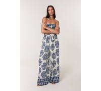 Blue Vanilla Women's Navy Strapless Elasticated Printed Jumpsuit | Size: Medium/Large Blue Vanilla Navy M/L