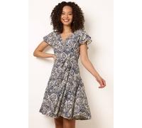 Blue Vanilla V Neck Godet Dress - UK 8 - Navy