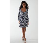 Blue Vanilla Women's Neck Shirred Midi Tiered Dress in Navy | Size: 10
