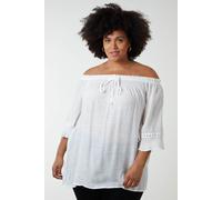 Blue Vanilla Women's Off Shoulder Tie Front Top in Ivory | Size: 26-28 Blue Vanilla Ivory 26-28