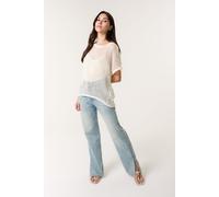 Blue Vanilla Women's Off White Crochet Batwing Oversized Top in Cream | Size: S/M Blue Vanilla Cream S/M