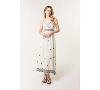 Blue Vanilla Women's Off White Embroidered Sleeveless Maxi Dress in Cream | Size: Large Blue Vanilla Cream L