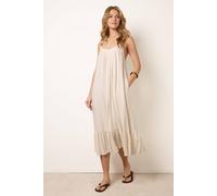 Blue Vanilla Off White Natural Textured Dress With Bead Details In Cream Cream One Size