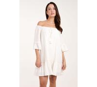 Blue Vanilla Women's On Off-Shoulder Tunic Dress in Ivory | Size: S/M Blue Vanilla Ivory S/M