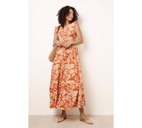 Blue Vanilla Women's Orange Button Frill Sleeve Dress | Size: Small Blue Vanilla Orange S