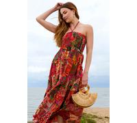 Blue Vanilla Women's Orange Tiered Halter Neck Dress Blue Vanilla Orange One Size