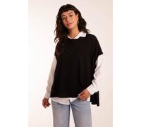Blue Vanilla Women's Oversized Button Shoulder Top in Black | Size: Medium/Large