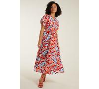 Blue Vanilla Women's Oversized Paisley A Line Dress in Orange | Size: Small Blue Vanilla Orange S