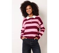 Blue Vanilla Women's Pink & Burgundy Longe Sleeve Button Up Collar Jumper | Size: S/M Blue Vanilla Burgundy S/M