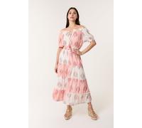 Blue Vanilla Women's Pink Foil Print Amber Tiered Midi Dress | Size: Large Blue Vanilla Pink L