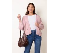 Blue Vanilla Women's Pink Long Sleeve Button Up V-neck Cardigan Sweater | Size: Medium/Large