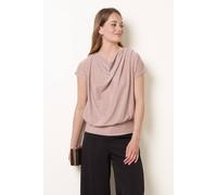 Blue Vanilla Lurex Metallic Cowl Neck Draped Top - S-M - Pink