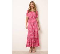 Blue Vanilla Women's Pink Starfish Print Tie Front Maxi Dress | Size: Large Blue Vanilla Pink L
