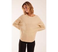 Blue Vanilla Women's Plain Batwing Knitted Top in Stone | Size: S/M Blue Vanilla Stone S/M