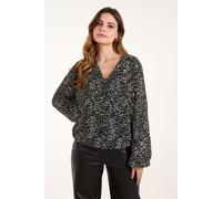 Blue Vanilla Women's Pleated Bubble Hem Blouse in Black | Size: S/M Blue Vanilla Black S/M