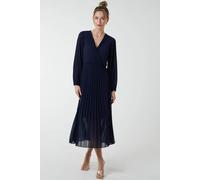 Blue Vanilla Women's Pleated V-Neck Dress in Navy | Size: Small/Medium