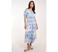 Blue Vanilla Women's Printed Bardot Tassel Midi Dress in Blue | Size: Small Blue Vanilla Blue S