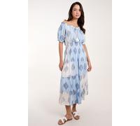 Blue Vanilla Women's Printed Bardot Tassel Midi Dress in Blue | Size: Small Blue Vanilla Blue S