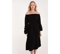 Blue Vanilla Women's Puff Sleeve Bardot Dress in Black Blue Vanilla Black One Size