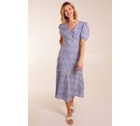Blue Vanilla Women's Puff Sleeve Midi Dress in Blue | Size: 14 Blue Vanilla Blue 14