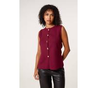 Blue Vanilla Button Front Tailored Vest - UK 6-8 - Berry