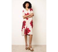 Blue Vanilla Women's Red Short Sleeve V-neck Midi Dress in Cream | Size: Medium/Large Blue Vanilla Cream M/L