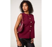 Blue Vanilla Women's Red Sleeveless Button Front Tailored Vest Button Up Round Neck | Size: 6-8 Blue Vanilla Red 6-8