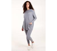 Blue Vanilla Women's Ribbed Legging + Cowl Neck Jumper Set in Grey | Size: Small/Medium