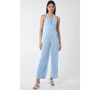 Blue Vanilla Women's Ring Detail Halterneck Culotte Jumpsuit in Blue | Size: 14