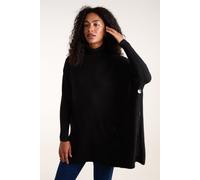 Blue Vanilla Women's Roll Neck Button Mini Pocket Jumper in Black Blue Vanilla Black One Size