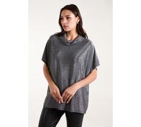 Blue Vanilla Women's Roll Neck Oversized Metallic Top in Metallic Silver Blue Vanilla Metallic Silver One Size