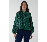 Blue Vanilla Women's Satin Blouson Top in Green | Size: Small Blue Vanilla Green S