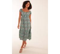 Blue Vanilla Women's Scoop Neck Milkmaid Midi Dress in Turquoise | Size: 10