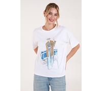 Blue Vanilla Women's Sequin Cruise T-Shirt in White | Size: Medium/Large