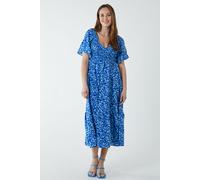 Blue Vanilla Women's Shirred Bust Midi Dress With Angel Sleeves in Blue | Size: 8 Blue Vanilla Blue 8