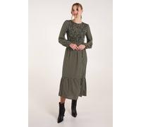 Blue Vanilla Women's Shirred Front Midi Dress in Khaki | Size: Large
