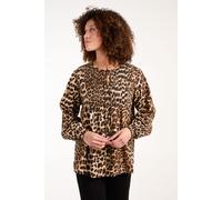 Blue Vanilla Women's Shirred Front Tie Neck Blouse in Brown | Size: Medium Blue Vanilla Brown M