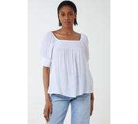 Blue Vanilla Women's Shirred Puff Sleeve Top in White | Size: Medium