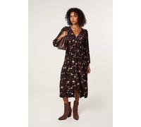 Blue Vanilla Button Front Midi Dress - S-M - Brown