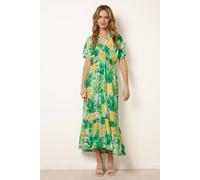 Blue Vanilla Pineapple Double V Midi Dress - M-L - Green