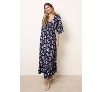 Blue Vanilla Shirred Empire Bust Dress - S - Navy