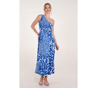 Blue Vanilla Women's Shirred Waist One Shoulder Maxi Dress in Blue | Size: Medium/Large Blue Vanilla Blue M/L