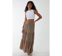 Blue Vanilla Women's Shirring Waist Tiered Maxi Skirt in Light Brown | Size: Medium